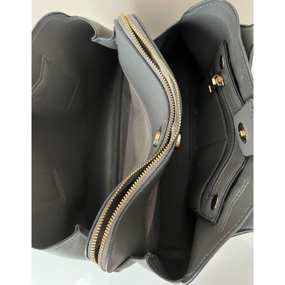 Urban Expressions Georgia Satchel in faux smooth gray leather - Picture 5 of 14